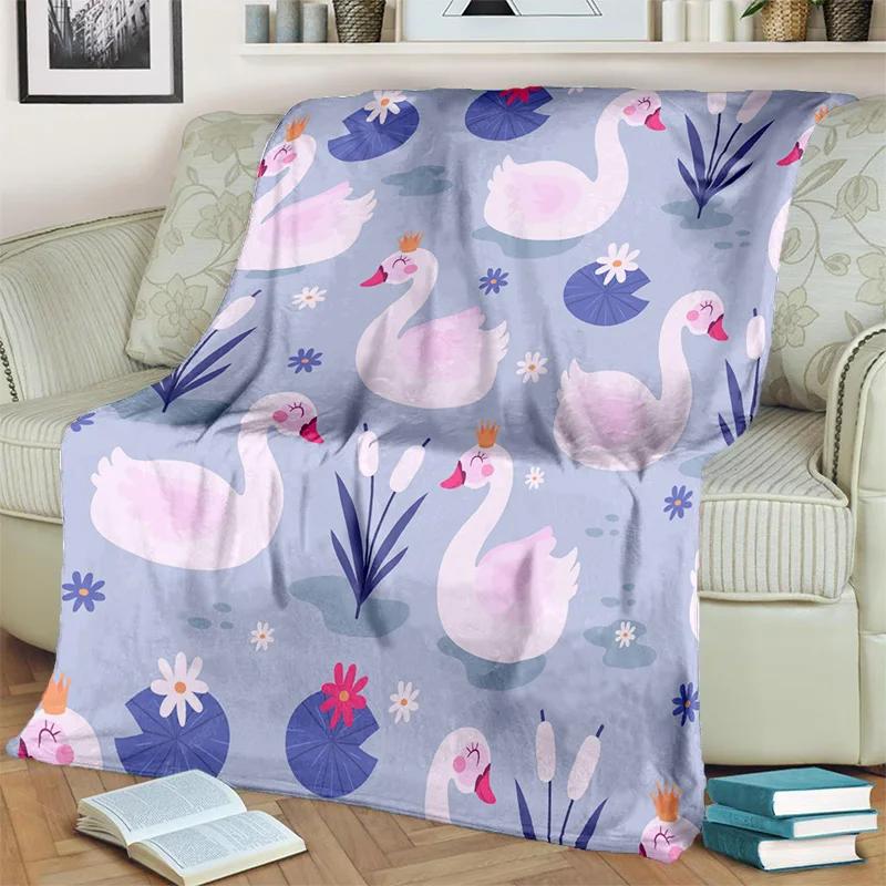 3D Cute Swan Princess Cartoon Cygnus Blanket,Soft Throw Blanket for Home Bedroom Bed Sofa Picnic Travel Office Cover Blanket Kid