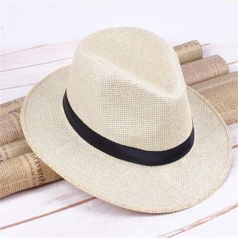 Wide Brim Straw Hat Leisure Summer Cap Jazz Panama Fedora Fashion Travel Leisure Sun Hat For Women Men Simple Style 2022 New