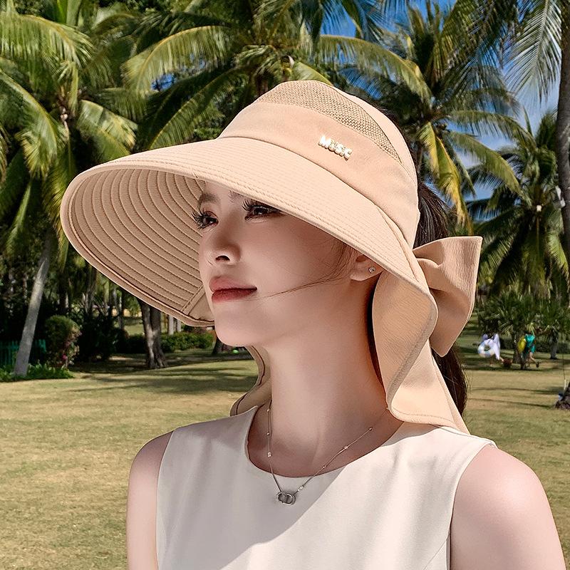 Big brim sun hat children's summer outdoor sun protection hat cycling shawl neck protection bucket hat versatile fashion empty top hat