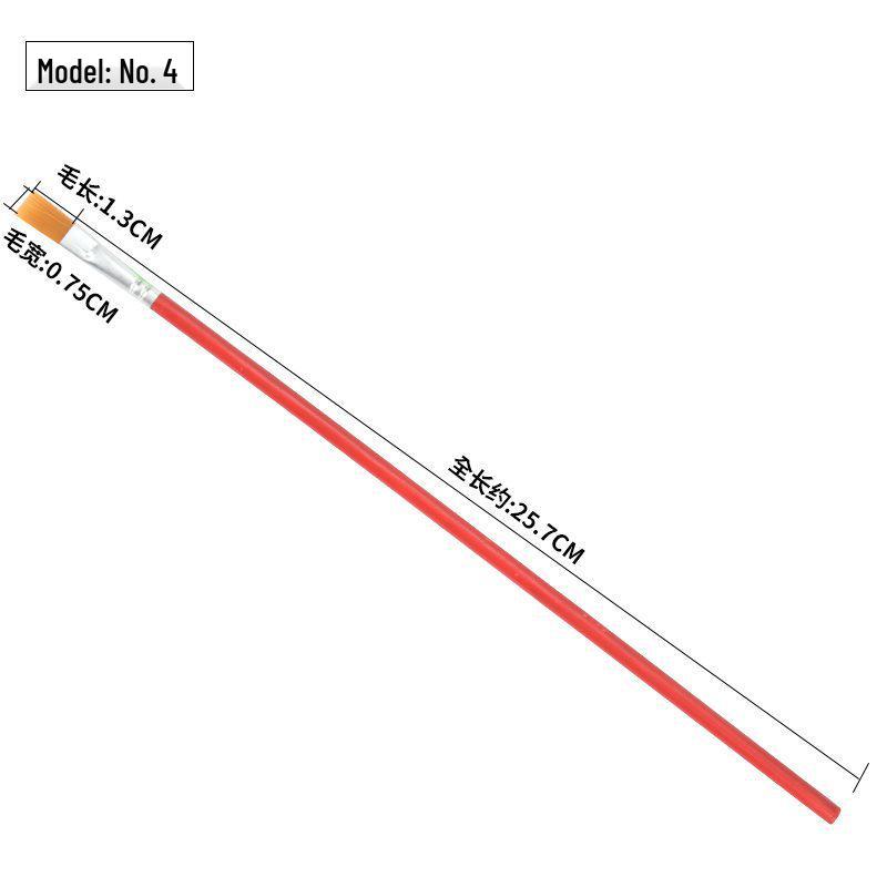 Red Handle Nylon Flat Brush Set for Oil, Acrylic, Watercolor & Gouache