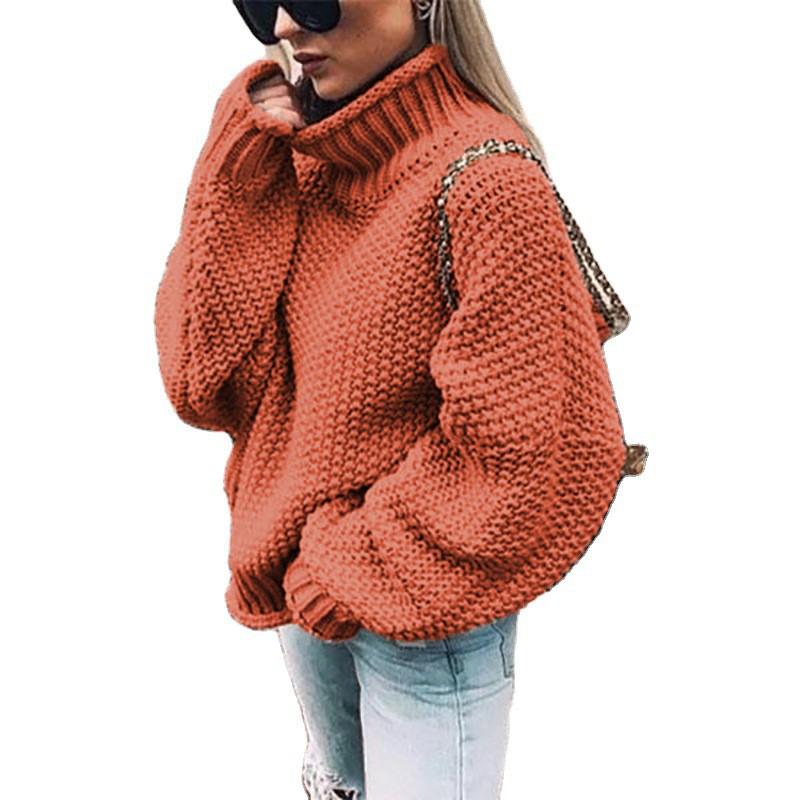 Womens Oversized Chunky Knit Turtleneck Sweater Long Sleeve Loose Fit Cotton Blend Fall Winter Casual