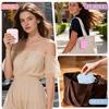 Mini cosmetic pouch small item holder womens makeup quilting lightweight lipstick bag rectangular cute self-standing vertical stylish portable trip