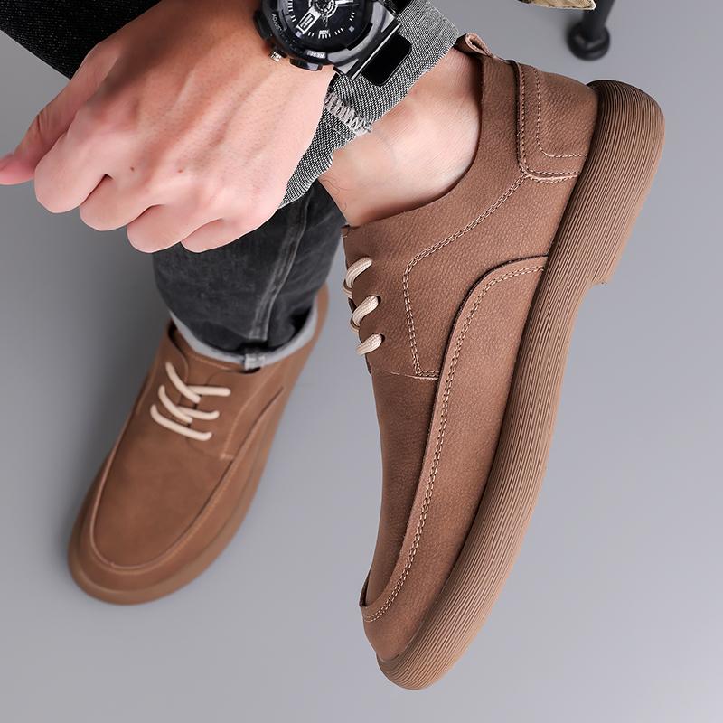 Men Lace Up Fashion Genuine Leather Board Oxfords Men Shoes Flat Casual Genuine Leather Italian Luxury Brand Dress Moccasins