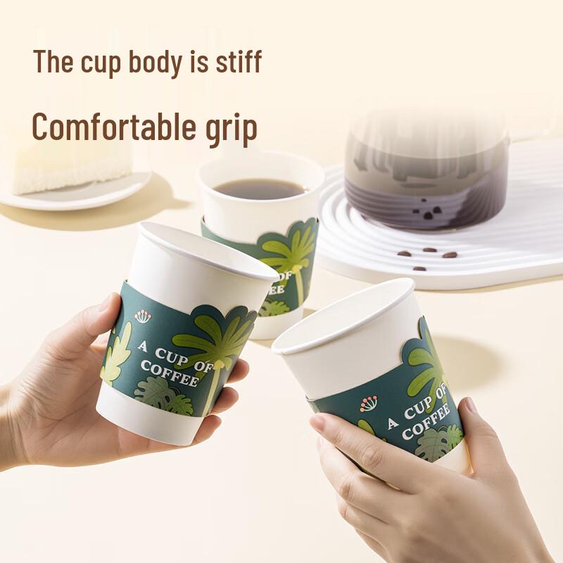 Deli 430ml Disposable Thickened Paper Coffee Cups with Lids (20 Count)