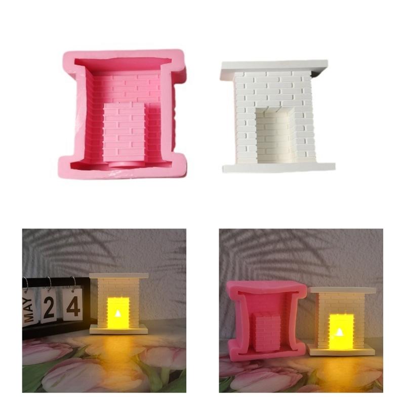 European Fireplaces Candle Holder Silicone Mold Cement Handmade Concrete Resin Candlestick Mould DIYs Crafts Table Home