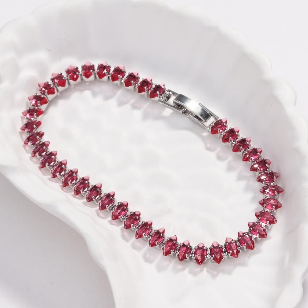 Luxury Dainty Tennis Bracelets for Women Silver Color Sparkling Colorful Cubic Zircon Stackable Hand Chain Crystal Wedding Jewel