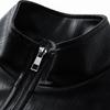 ROMON Men's Stand Collar Faux Leather Style Jacket