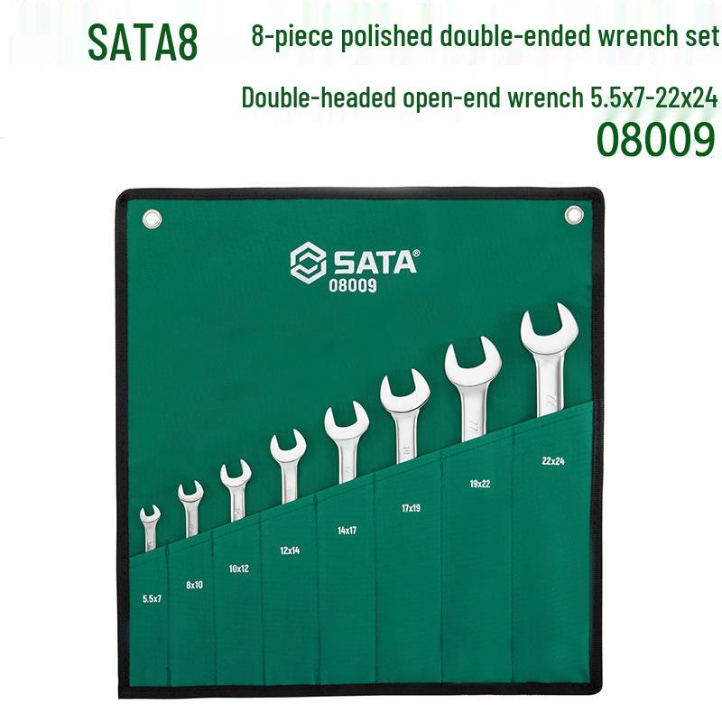 SATA 8-Piece Fully Polished Double Open-End Wrench Set 08009 08009
