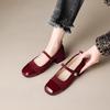 2025 Office Lady Pumps Square Toe Block Heels  Buckle Strap Mixed Plus  Mary Janes Soft Women High-heeled Shoes