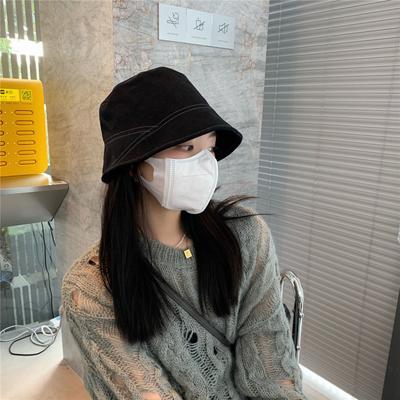 2025 Spring Autumn New Woman Solid Color Suede Fisherman Hat Fashion Leather Military Cap Sun Visor Hat Bucket Hat