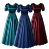 Medieval Satin Dress Halloween Cosplay High-Waisted Ball Gown Victorian Tea Dress