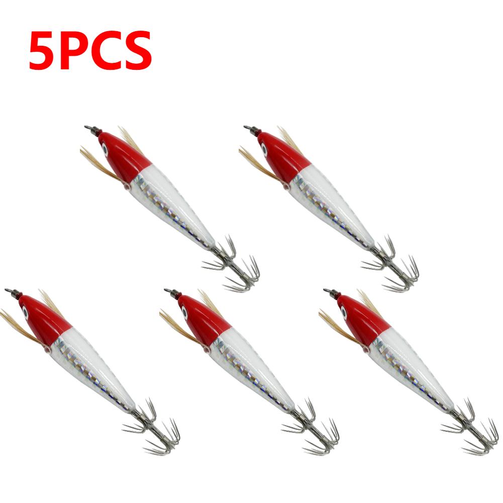 1-10PCS Luminous Fishing Lure Octopus Cuttlefish Fishing Bait Squid Jig Squid Hook Tackle Wood Shrimp Saltwater Fishing Baits