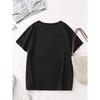 European Size 1pc Women'S Floral Butterfly Bow Print T-Shirt, Casual Crew Neck Short Sleeve Top, Fashionable Sports Tee with Medium Stretch Fabric,