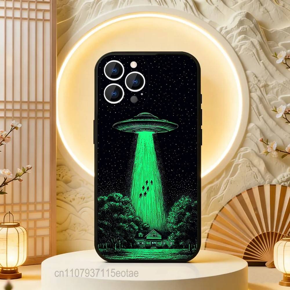 

UFO Alien Thing ART Phone Case For iPhone 17,16,15,14,13,12,11,Pro,Max,Plus,E,Air,Mini Protective Black Cover iPhone13mini