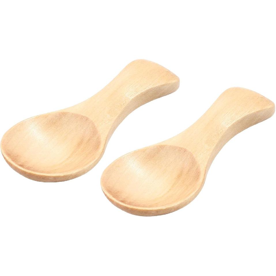 2 pcs Mini Wooden Spoons, Small Size Versatile Kitchen Accessories Ideal for Coffee, Sugar, Salt, Honey, Spices(Khaki)