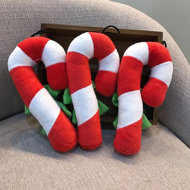 Christmas Candy Squeak Pet Dog Toy Puppy Plush Christmas Crutches Toys Bite Resistant Chewing Interactive Dog Toy Pet Supplies