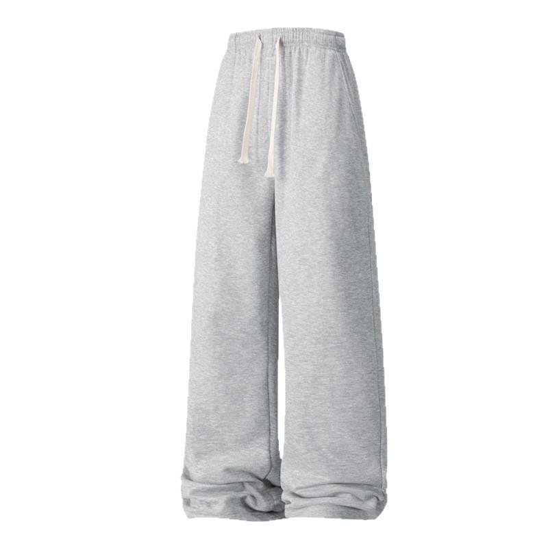 Shirt Less Clothing Straight Fleece Sweatpants Men's Loose Grey Large Size Thickened Warm Sports Casual Pants