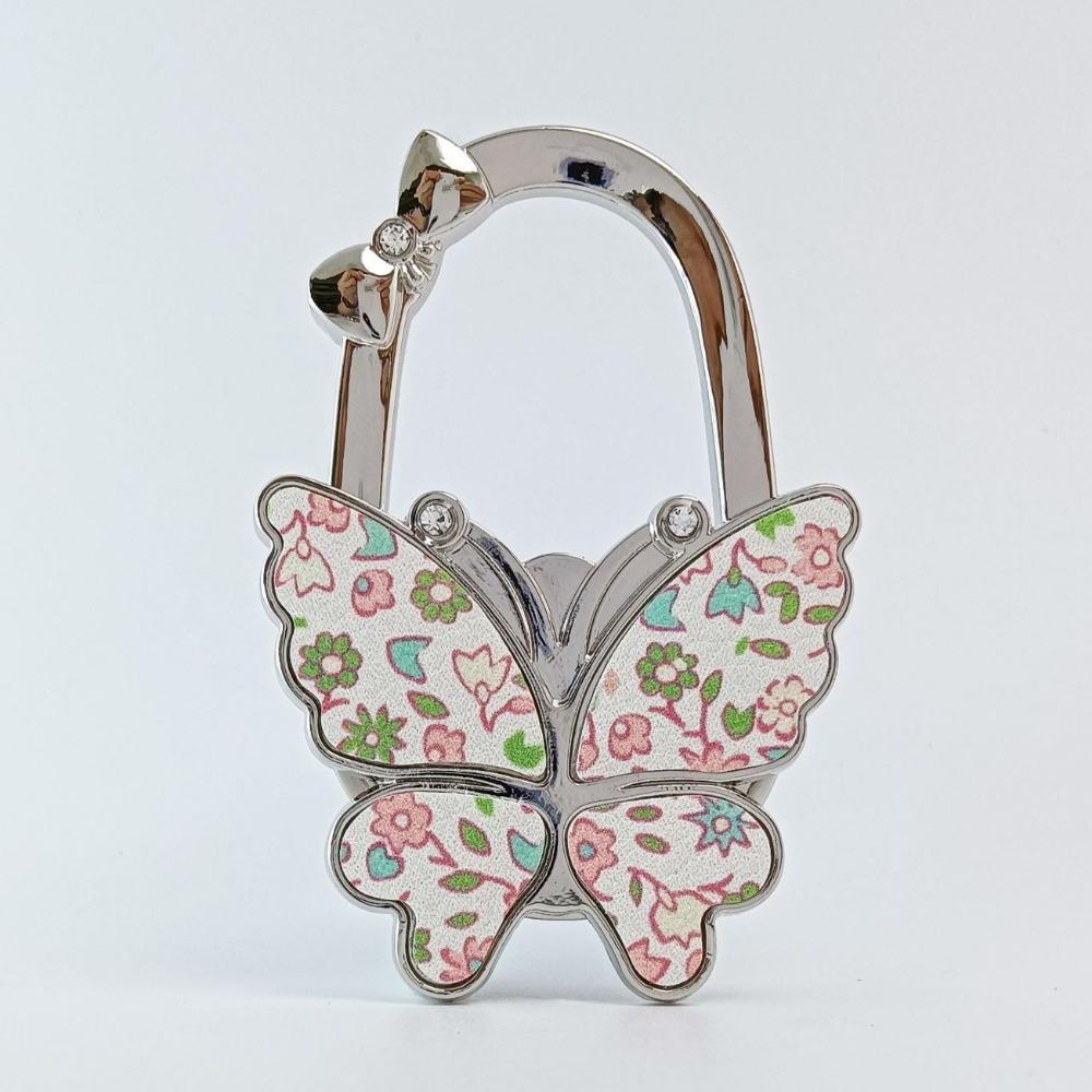 Durable Foldable Butterfly Handbag Hook Portable Creative Purse Holder Chrysanthemum Flowers Purse Hanger for Table