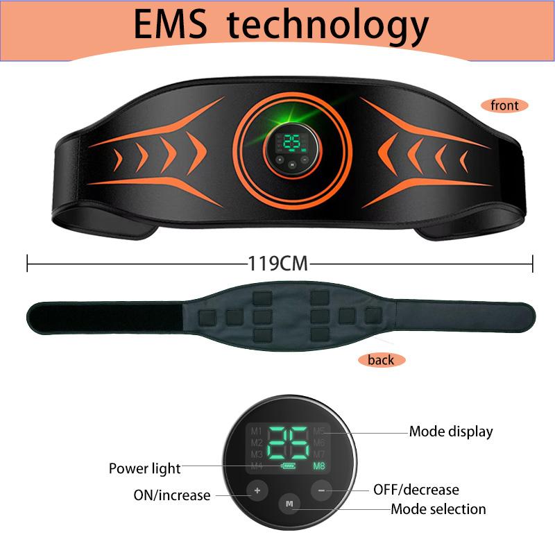 EMS Abdominal Toning Belt Electric Stimulation Muscle Toner Portable Fiess Massager Abs Trainer Body Slimming Shaping Slimming