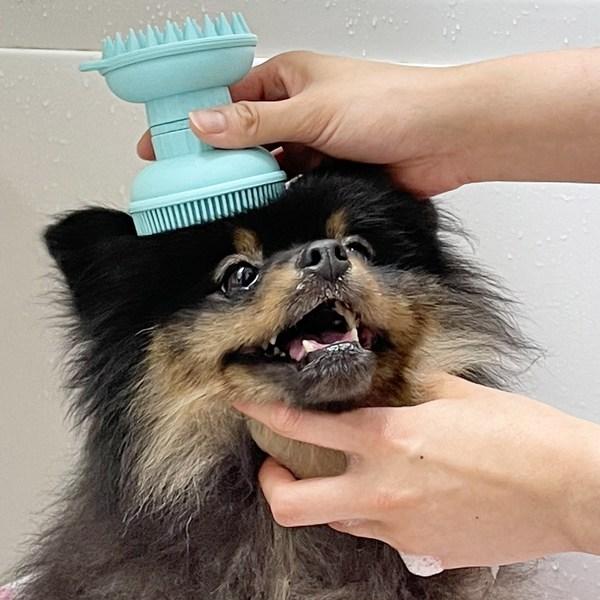 Weiche Massage-Duschbürste aus Silikon für Haustiere, koreanisches Haustiershampoo