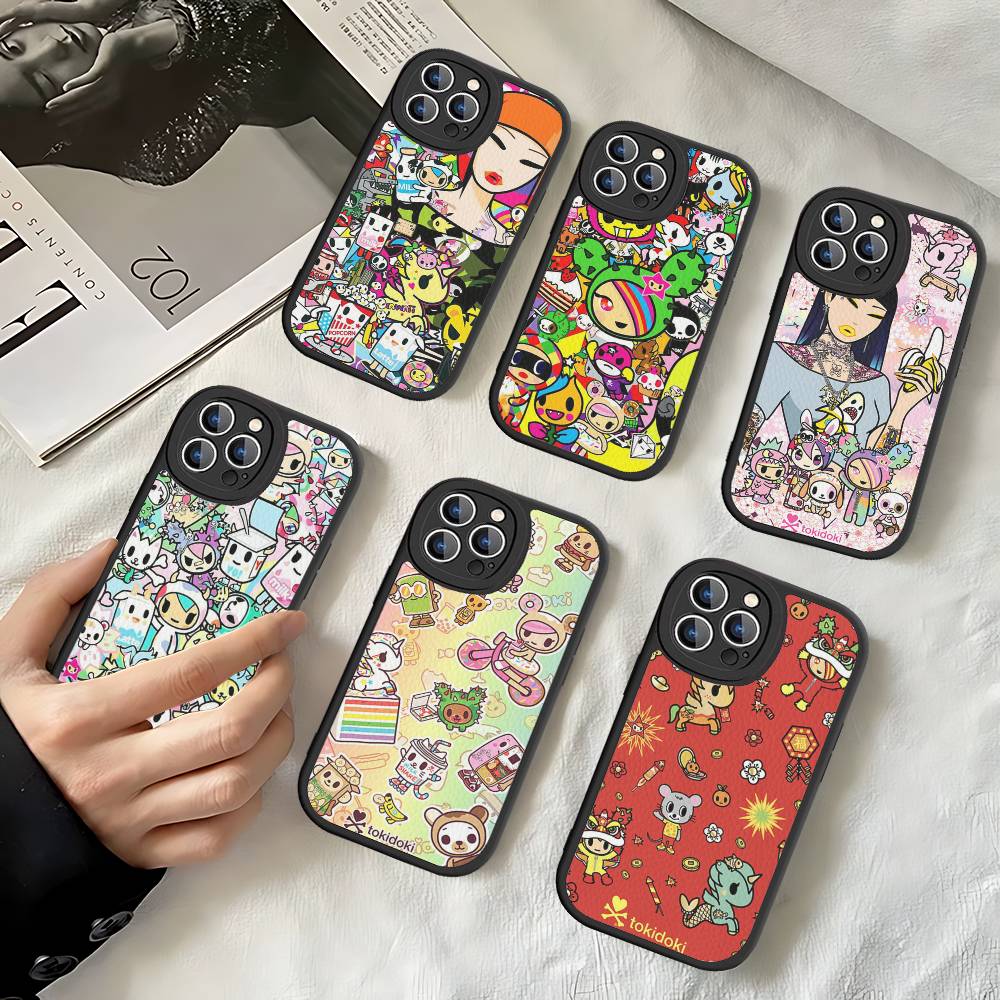 Japan T-Tokidokis Phone Case For iPhone 16 15 14 13 12 11 Pro Max Plus Soft Leather Cover