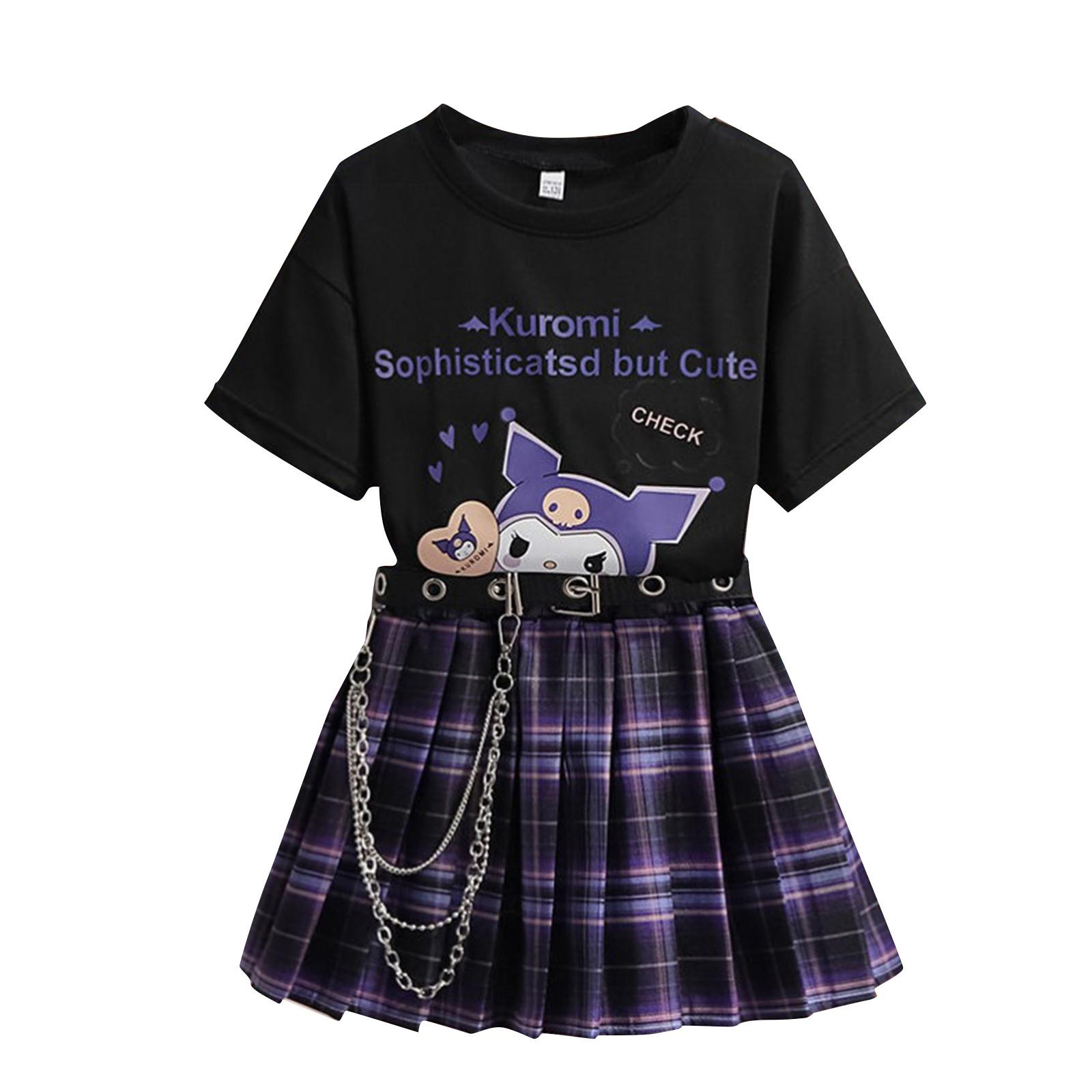 

Toddler Kids Baby Girls Casual Clothes Set Color Tops + Pleated Skirt 2Pcs Outfits Set 120 чёрный