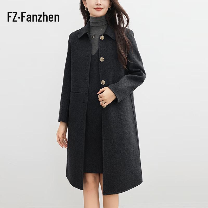 Fanzhen 100% Wool Mid-length Double-sided Wool Coat for Women