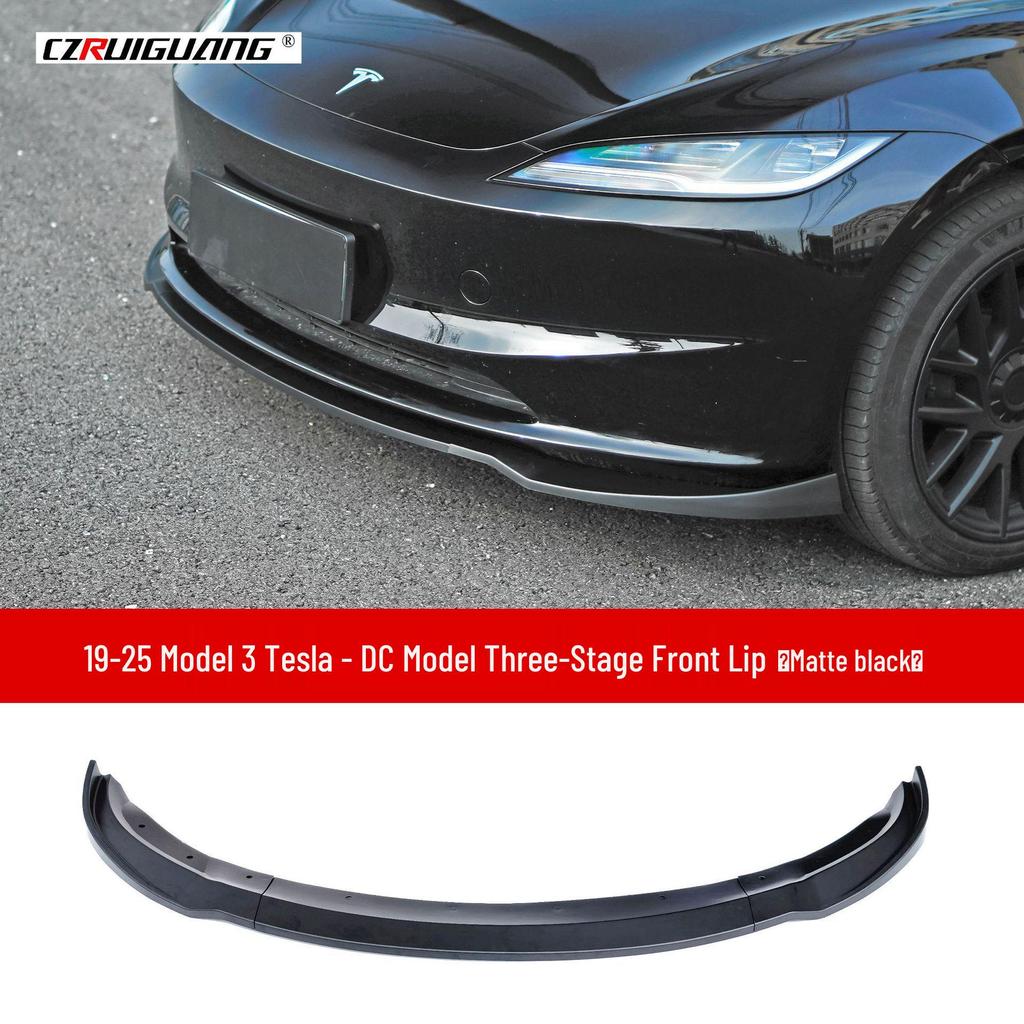 Tesla Model 3 (2019-2025) Front Lip Body Kit with Louvers, Side Skirts, Rear Diffuser, and Tail Wing (Hole-Free Design)