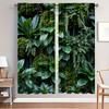 2 Piezas Cortinas con Estampado de Bosque Verde Natural - Poliéster Lavable a Máquina, Semitransparentes con Vibrante Diseño de Musgo y Follaje para B