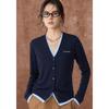 Women's V-Neck Color Block Faux Two-Piece Wool Sweater