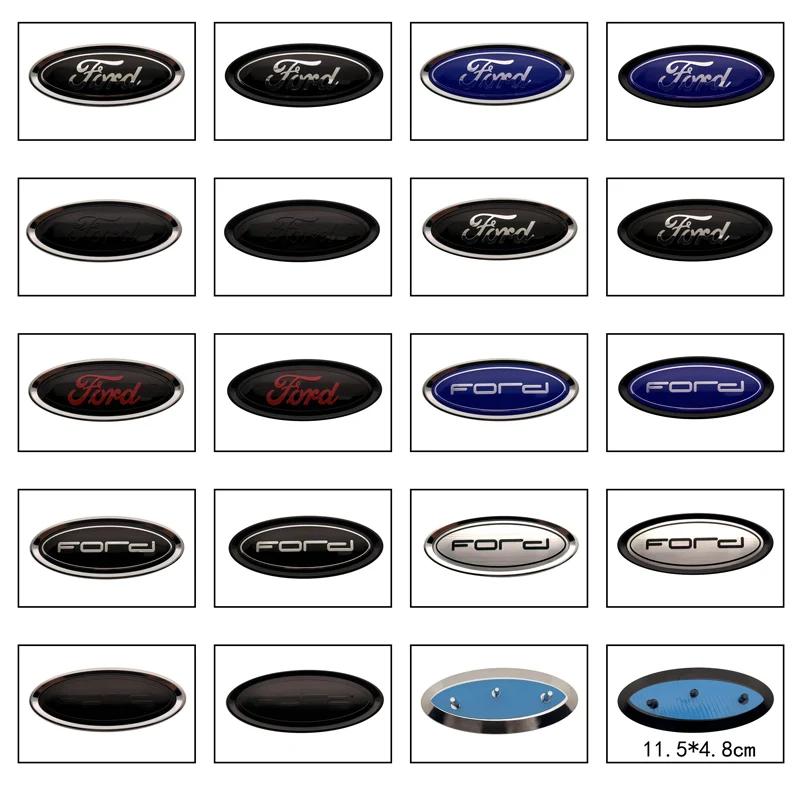 BBAO9 11.5cm Car Front Hood Bonnet Logo Emblem Rear Trunk Badge Sticker for Ford Kuga Focus Fiesta Edge Ranger Escape Mondeo Fusion 2