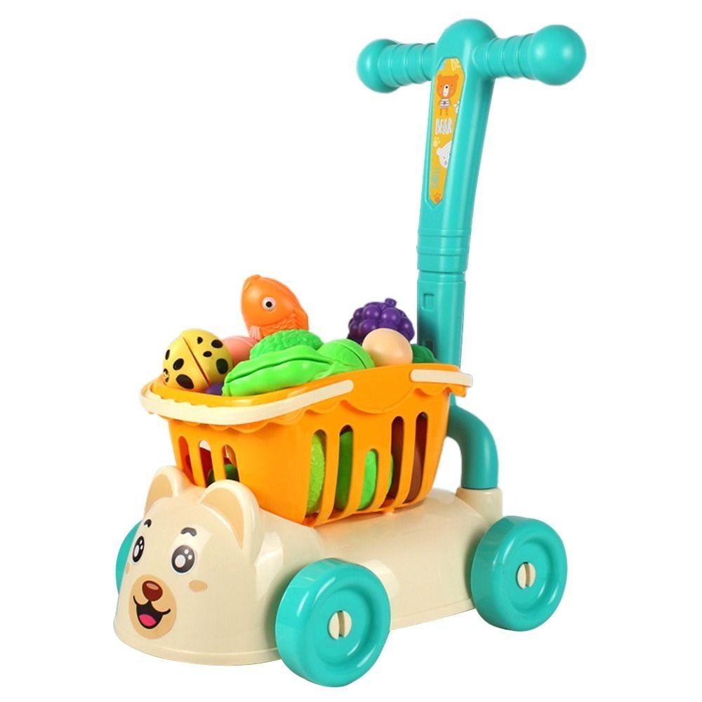 Multicolor Supermarket Trolley Toy Simulation Pretend Shopping Playset Toy  Indoor Play