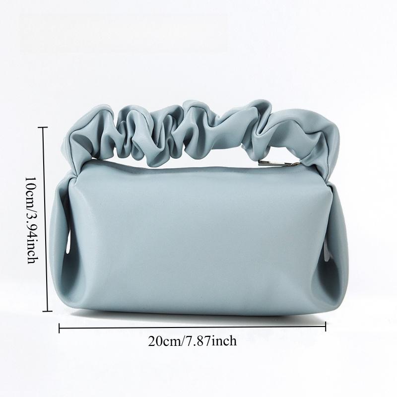 

1pc Ins Solid Color Simple Hand-held Cloud Bag Niche Texture Pleated Women s Makeup Bag Luggage Supplies