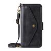 For iPhone 17 Pro Leather Case Magnetic Closure Wallet Stand Phone Cover with Crossbody Strap