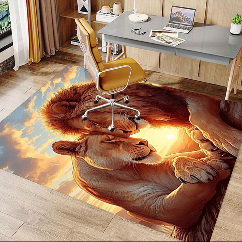 1PC Lioness Lion Non-Slip Floor Carpet Compatible for Office&Living Room&Dining room - Flat-Weave Machine- Soft & Pattern-E318