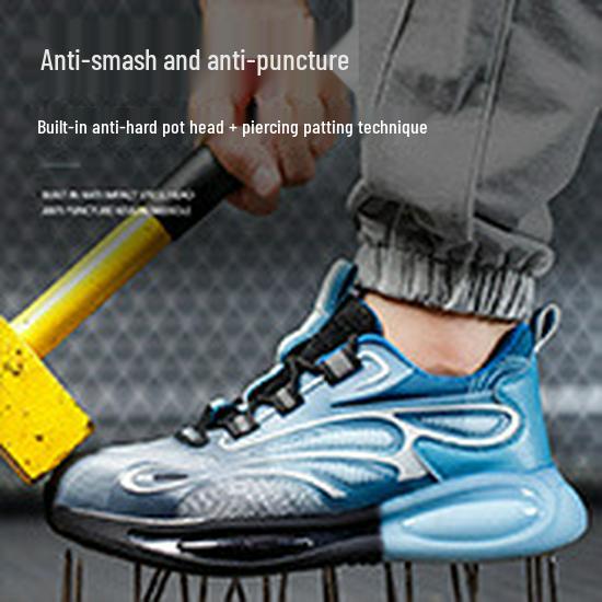 Herren Atmungsaktive Stahlkappen-Arbeitsschuhe - Leicht, Geruchsresistent, Durchtrittsicher, Durchstoßfest, Abriebfestes Fly-Knit-Design.