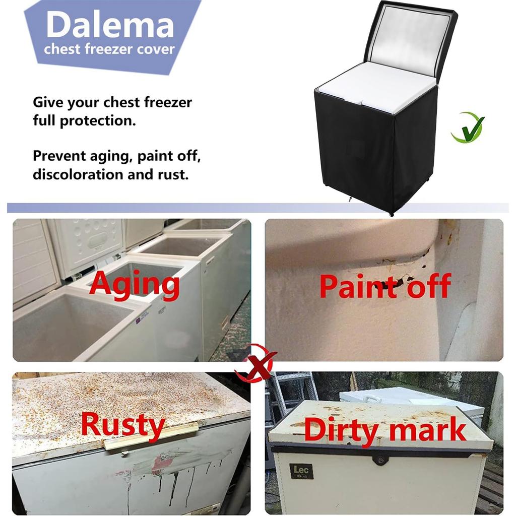 1pc Black Waterproof Upright Freezer Cover with Zipper, Made of Polyester Material, Outdoor Refrigerator Protective Cover