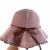 Breathable Crochet Bucket Hat UV Protection Summer Sunshade Visors Knit Fisherman Hat  Outdoor