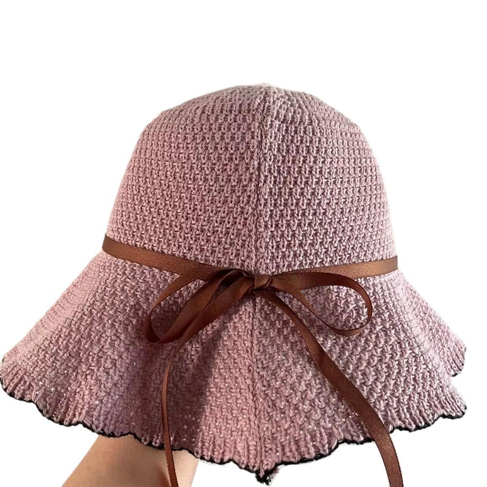 Breathable Crochet Bucket Hat UV Protection Summer Sunshade Visors Knit Fisherman Hat  Outdoor