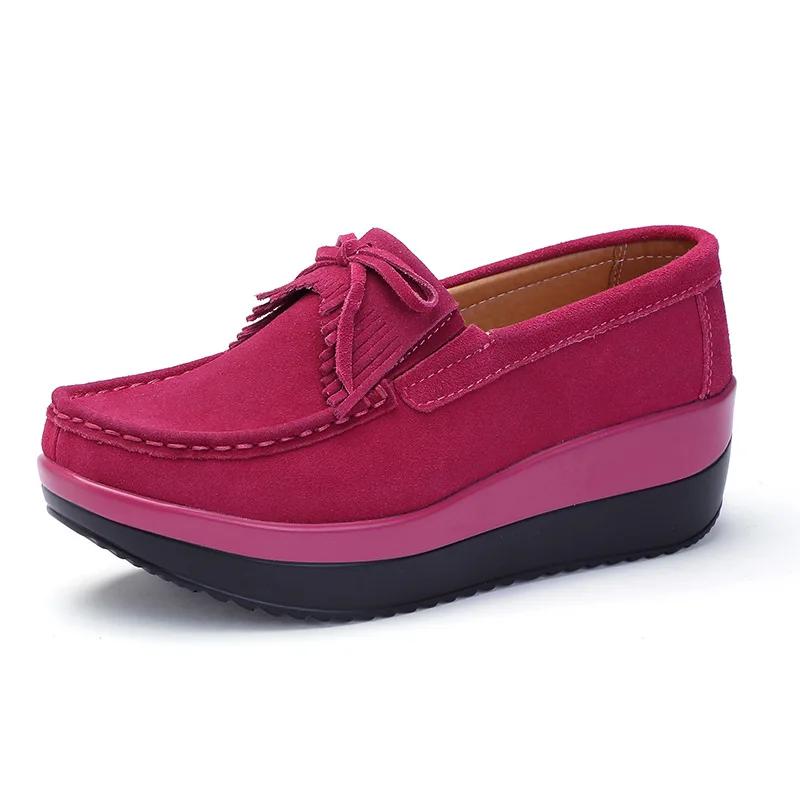 Spring Women Flats Shoes Platform Sneakers Slip On Flats Leather Suede Ladies Loafers Casual Shoes Women Loafers Shoes F65