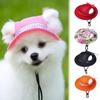 Breathable Dogs Sun Hats Round Brim Dog Visor Hat Outdoor Breathable Sun Protection With Ear Holes Mesh Sun With Adjustable Chin