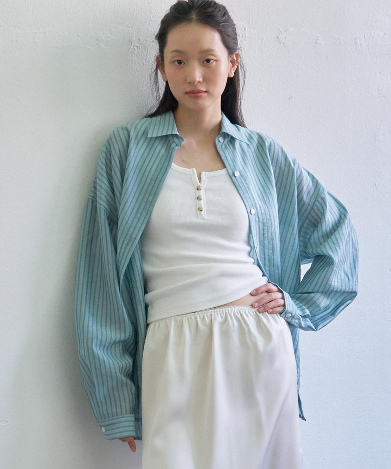Soire Tencel Stripe Shirt - Mint Mint