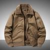 Men's Washable Thickened Casual Jacket with Lapel and Velvet-Lined Cotton for Warmth
