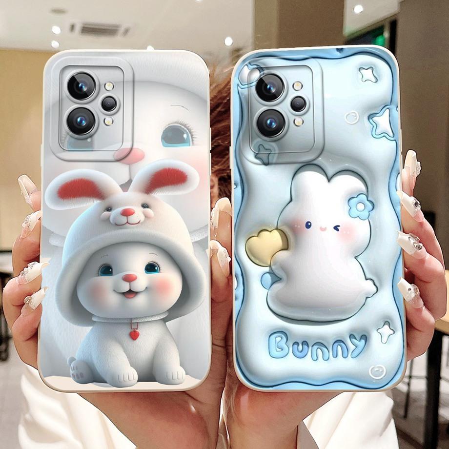 For Realme GT2 Pro Realme GT7 Pro Phone Case Realme Neo2 GT 2 Fundas Liquid Silicone Soft Back Cover Rabbit Panda Flower Capa