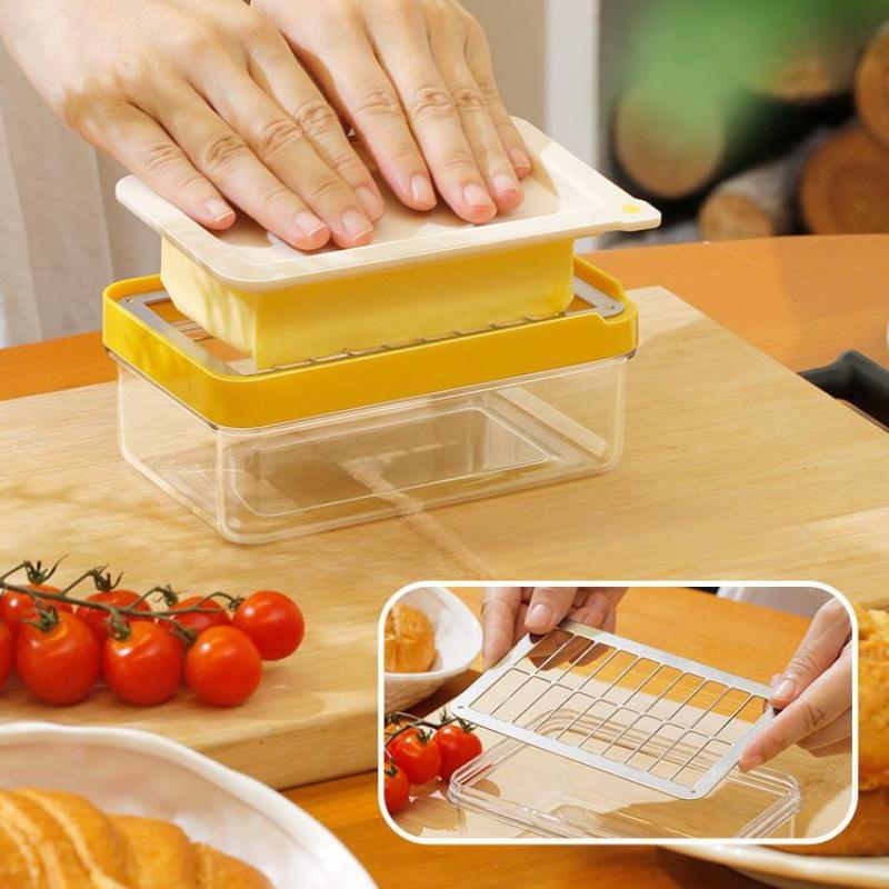 1Pc Butter Portioning Cutting Preservation Box Transparent With Cover Storage Box Food Grade Refrigerator Specific Plastic Box