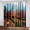Spring and Autumn Forest Scenery Series Sunshade Curtains 2 Pieces for Living Room Bedroom Home Decoration Hook Perforation