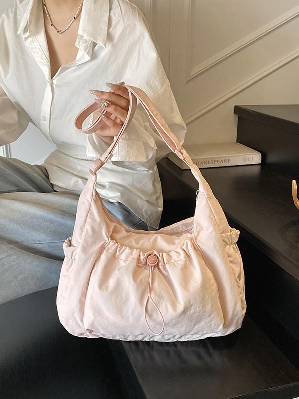 Nylon Sling Bag For Women With Drawstring Closure And Mobile Pocket For Casual Travel