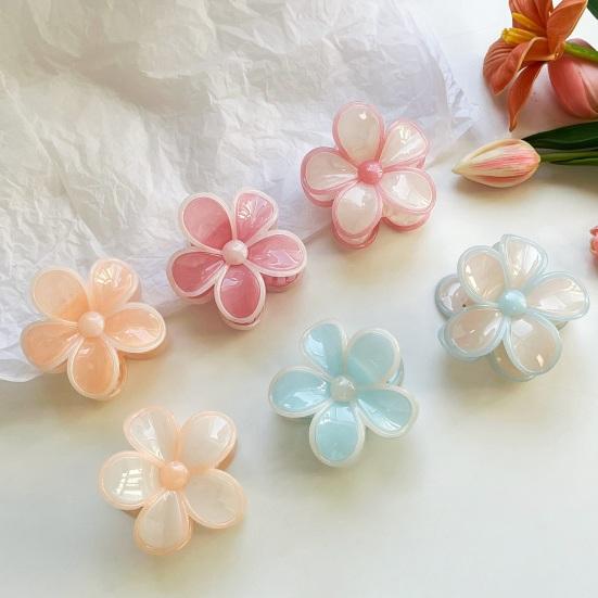 Hair Claw Flower Shape Stable Grip Glossy Shark Hair Clip Half-Tied Hair Ponytail Updo Hair Claw Hair Accessories