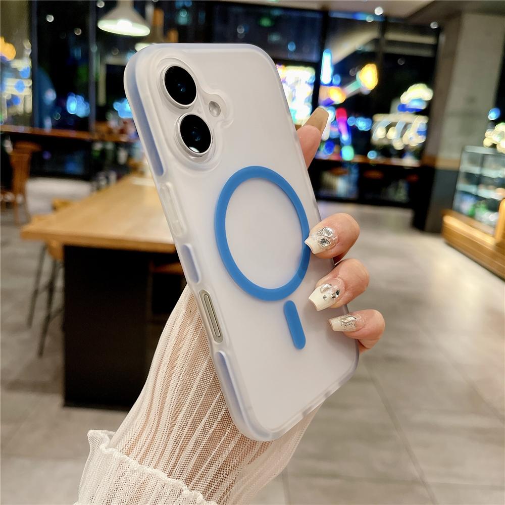 Translucent Matte Magnetic Phone Case for iPhone 16 15 14 13 Pro Max Wireless Charge Soft Shockproof Cover