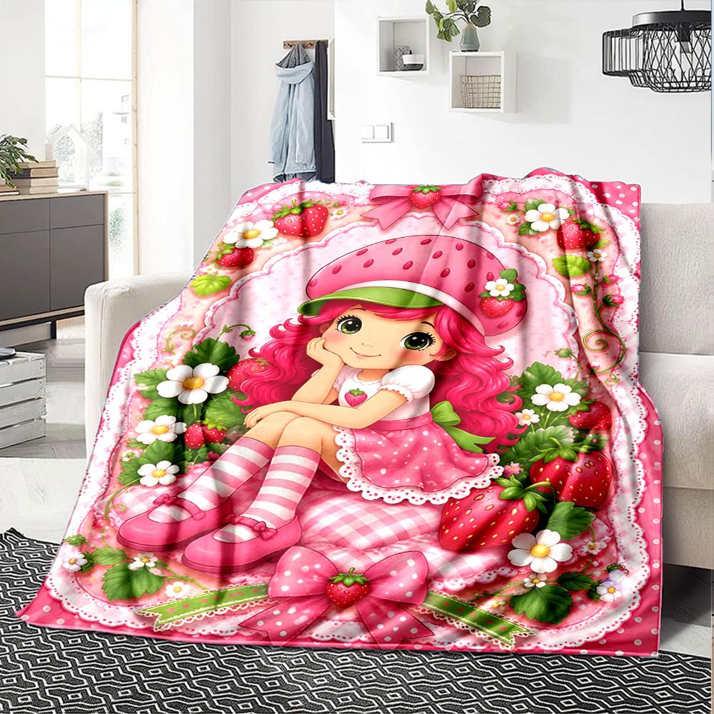 1pc Princess Strawberry8 Blanket, Gift, for Men and Women, Soft Blanket, Good for Sofa Bed Couch Travel, Lightweight Flannel Blanket